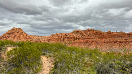 Vast Red Rock Landscape on an Overcast Day in the Southwest