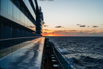Sunset View on the Ocean from a Cruise Ship