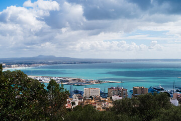 Fototapeta na wymiar View of the Harbour in Palma de Mallorca in Spain