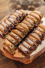 Wedding Cannolis Dusted with Powdered Sugar