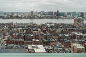 View of Charles River and Boston Massachusetts on Gray Day