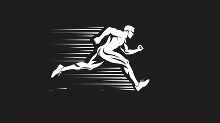 Fototapeta na wymiar simple line iconic logo of runner white vector black High detailed and high resolution smooth and high quality photo professional photography
