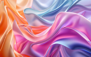 A colorful piece of fabric with a wave pattern