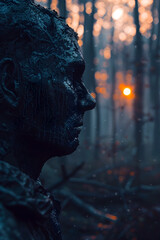 Lone Survivor Braces for Nightfall in Ominous Forest at Dusk