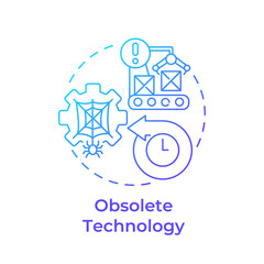 Obsolete technology blue gradient concept icon. Technological obsolescence, manufacturing issues. Round shape line illustration. Abstract idea. Graphic design. Easy to use in infographic, article