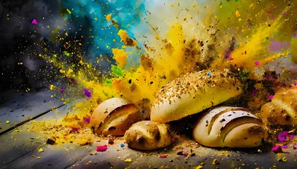 Selbstklebende Fototapeten Vivid breads and rolls © PRILL Mediendesign