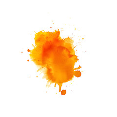 orange watercolor stain isolated on transparent background