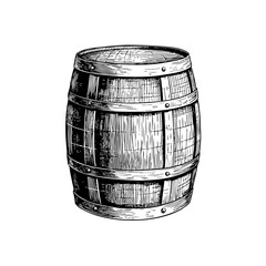 Vintage Wooden Barrel Line Art. Hand drawn style. Vector illustration design