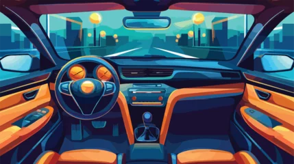 Foto op Plexiglas Car auto salon interior vector illustration. Cartoon © Noman