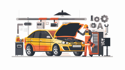 Car repair service center concept with tuning diagnos