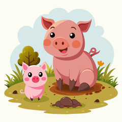 happy-piglet-and-parent-in-mud