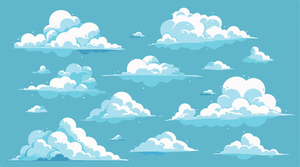 Cartoon clouds collection on the blue background. 