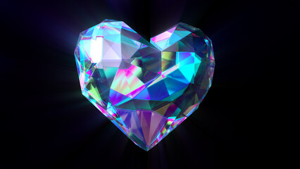 Radiant Crystal Heart with Iridescent Facets