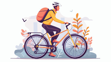 Obraz premium Casual man cyclist enjoying riding bicycle. Bicyclist