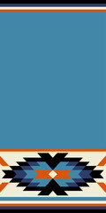 Native american heritage month. Vector vertical banner, poster, card, content for social media. Beige and blue background with native ornament border.