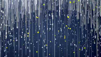 Obraz premium White-silver geometric flora on navy merges digital precision with a blooming garden's essence.