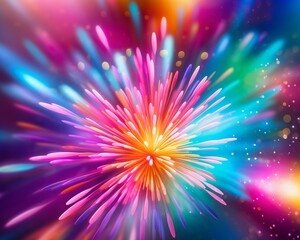 Colorful powder burst, elegant bokeh background, close, joyous vibe