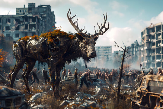 Surreal Wildlife Sanctuary Becomes Battleground in Zombie War Aftermath with Cinematic Visuals