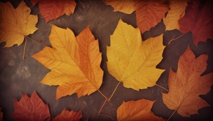 Naklejka na ściany i meble Textured Autumn leaf background with room for copy space.