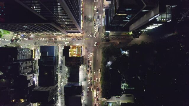 Urban Traffic Aerial Top Down View
