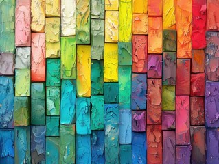 Colorful wooden block arrangement