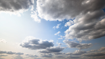 beautiful blue sky with white cumulus clouds for abstract background