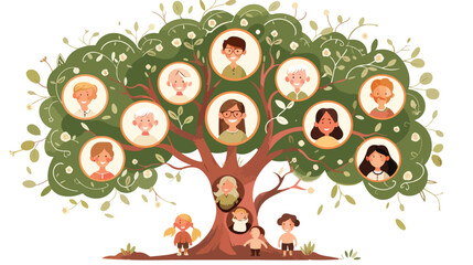 Family tree vector illustration. Cartoon genealogy