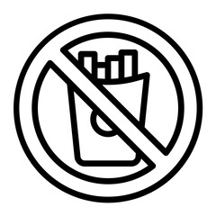 No Fast Food Vector Line icon Design