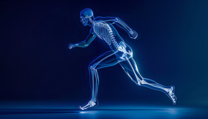 X-ray Vision of an Athlete Running Forward with Determination