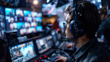Create a real-time digital broadcast scene highlighting technologies enabling live streaming content