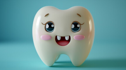 cute tooth 3d kawaii character 