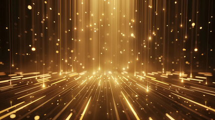 A gold-colored background with a lot of sparkles. The background is very bright and shiny. The sparkles are scattered all over the background, creating a sense of movement and energy - obrazy, fototapety, plakaty