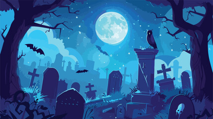 Halloween spooky flat vector background. Scary gravey