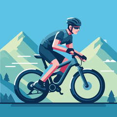 Fototapeta premium illustration of a man cycling with mountain bike