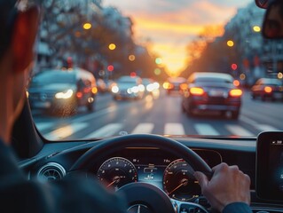 Naklejka premium Driving vehicles on urban roads