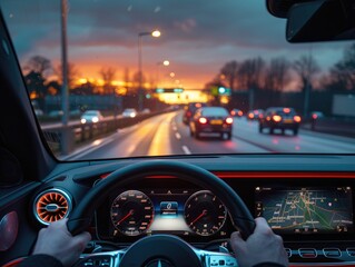 Naklejka premium Driving vehicles on urban roads