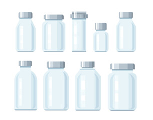 Set of glass bottles isolated. vector illustration