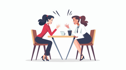 Business concept Two businesswomen are arguing via cu