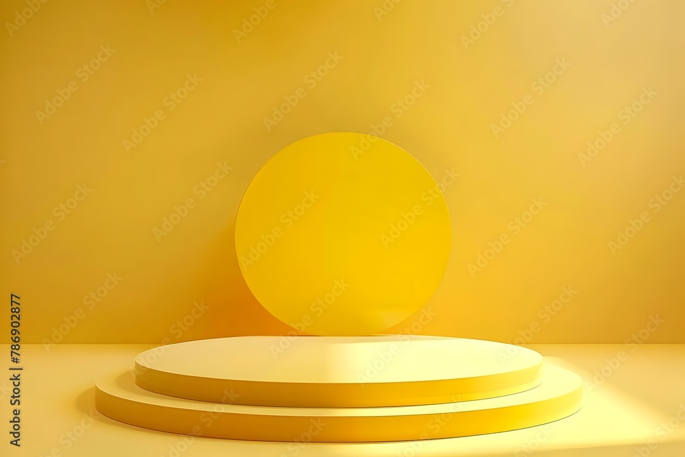 Poster minimalist d rendering of yellow podium background platform for product presentation and studio scen