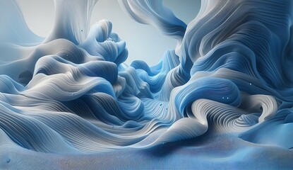 Blue and white abstract 3D shape


