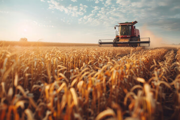 Fototapeta premium Farmer Gazing Over Golden Wheat Field