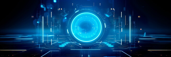 futuristic tech-inspired interface in modern trendy abstract volumetric design on a clean background, merging technology