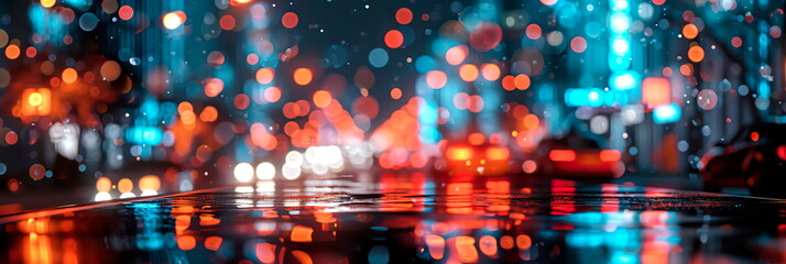 abstract cityscape with bokeh lights representing city lights, abstract background.
