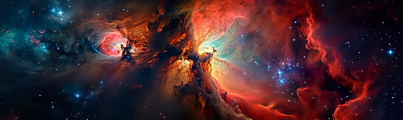 dynamic movement of gases and cosmic dust within a nebula - obrazy, fototapety, plakaty