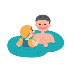 スイミングスクールの赤ちゃんと先生