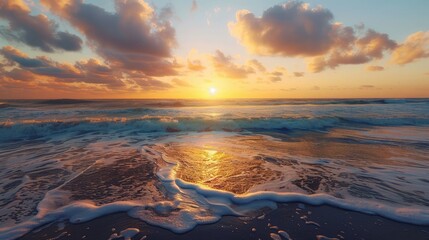 Beautiful sunrise over the sea - obrazy, fototapety, plakaty