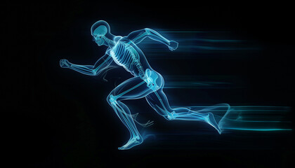 Dynamic X-ray Effect Illustration of a Human Body Running - 786906467