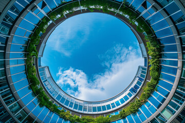 Eco-Architecture Harmony: A Cylindrical Glass Building with Integrated Greenery - 786906603