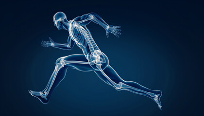 Human Form in Athletic Stride Captured with X-ray Visual Effect - 786906655