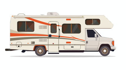 Camper with white background flat vector isolated on